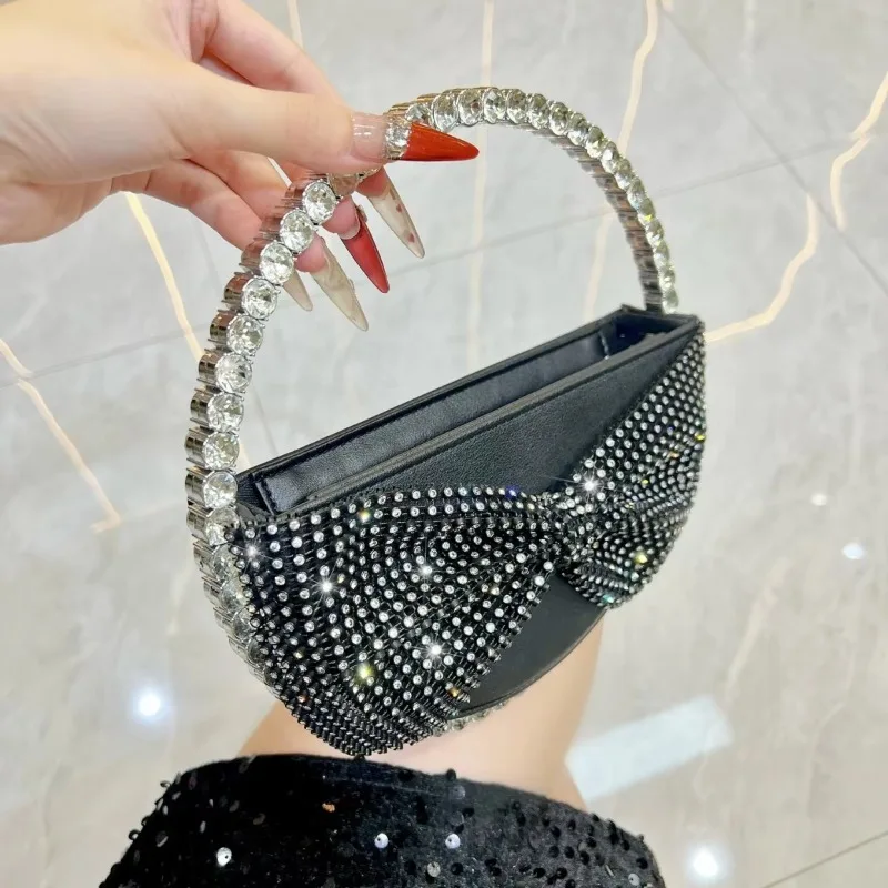 Diamond Bow Bag, Celebrity Dinner Bag, Fashion Handbag, High-End Light Luxury Banquet Messenger Women's Bag 5