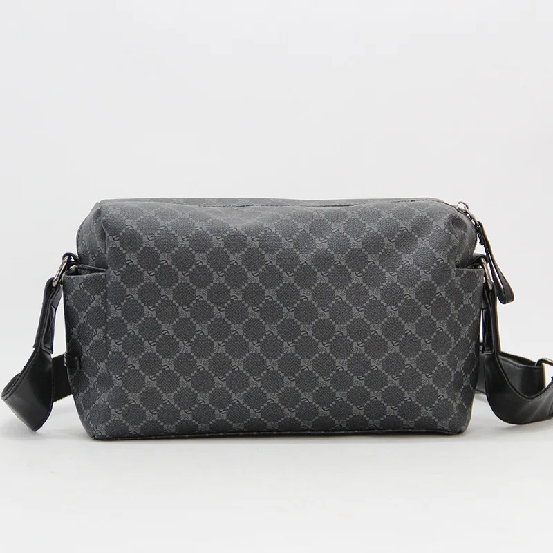 Modische Umhängetasche für Männer, Blumenmuster, Karierte Schultertasche, Trendige Alltagstasche, Luxuriöse PU-Leder Umhängetasche für Herren – Detail 6