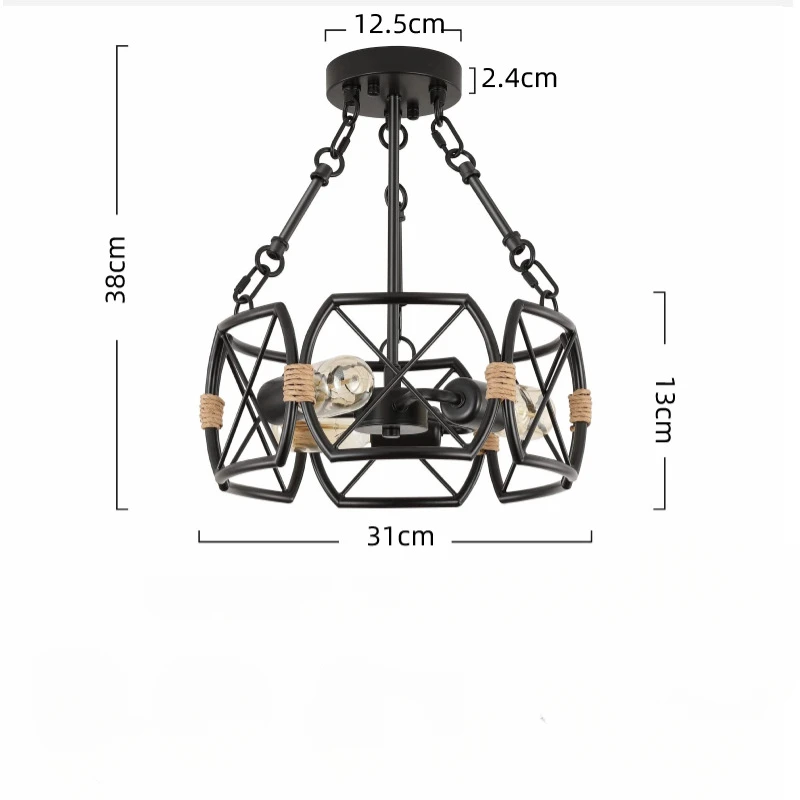 

American Wrought Iron Ceiling Lamp Living Room Dining Room Bedroom Hallway Entrance Country Industrial Style Retro Ceiling Lamp