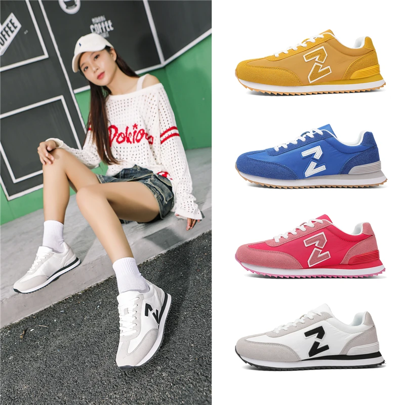 

Women Retro Color Block Sneakers Lace Up Patch Letter Logo Lightweight Daily Walking Jogging Footwear For Outdoor Street Wear