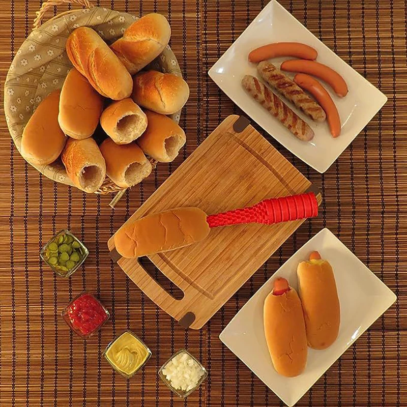 Bread Driller Hot Dog Bun Driller ABS Non Stick Hot Dog Bread Drilling Tool for Kitchen Camping BBQ Party Hot Dog Bread Driller