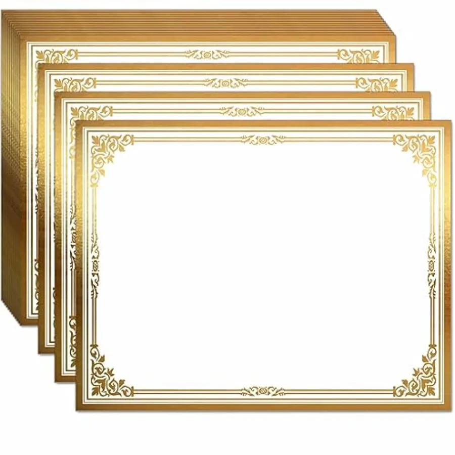 

Профессиональная бумага для сертификатов 8,5 x 11 дюймов, для печати дипломов и наградных сертификатов, 80 фунтов, 15 листов, с фольгированным краем, для офиса