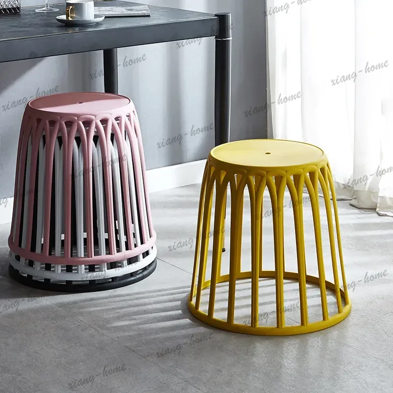 Factory Direct Nordic Plastic Stool Plastic Coffee Table Balcony Stackable Chairs Outdoor Courtyard Round Table Bathroom Restaur