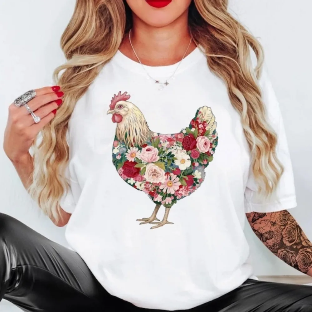 Wildflower Chicken T Shirt Cottagecore Chicken Printed Shirt Ladies Chicken Lovers Tees Mothers Day Gifts Farmer Gifts
