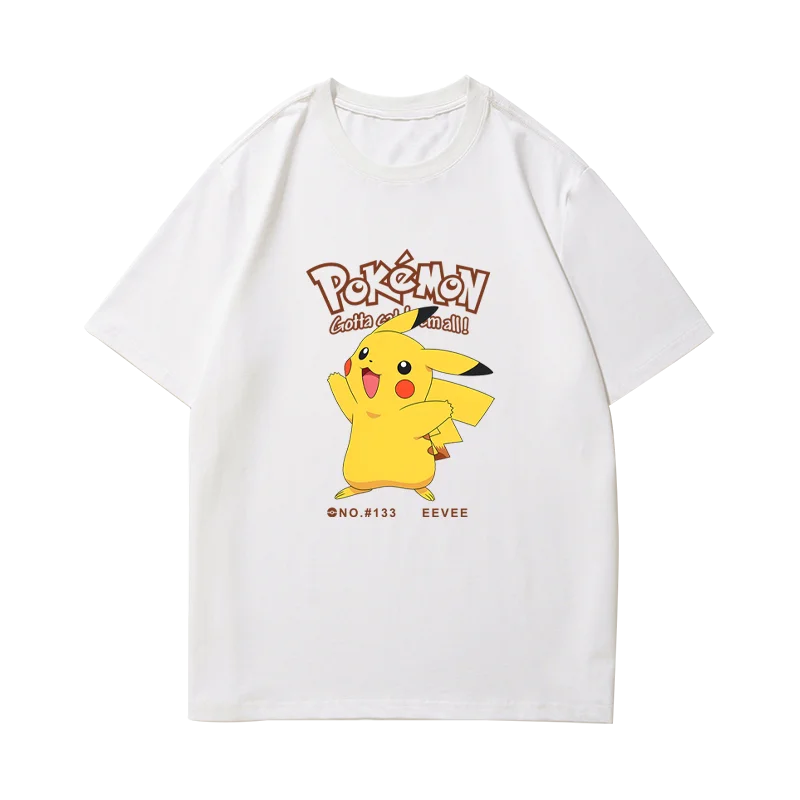 

Pokemon T-shirt Casual Versatile Short-sleeved Clothes for Men and Women of The Same Style Trendy Pure Cotton Printing