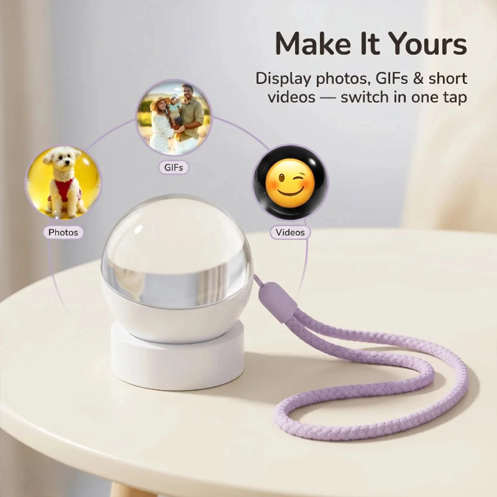 MRSVI 3D Video Crystal Ball DIY Memory Art Glass Ball Lamp Spherical Pixel Display 2.7 Inches Screen Music Player for Gift view 2