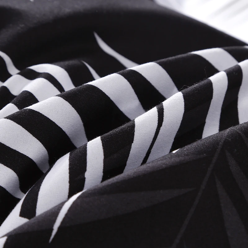 Palm Leaf Comforter Cover Black and White Bedding Set for Kids Teens Adult Women, Leaves Duvet Covers Reversible Quilt Cover Set