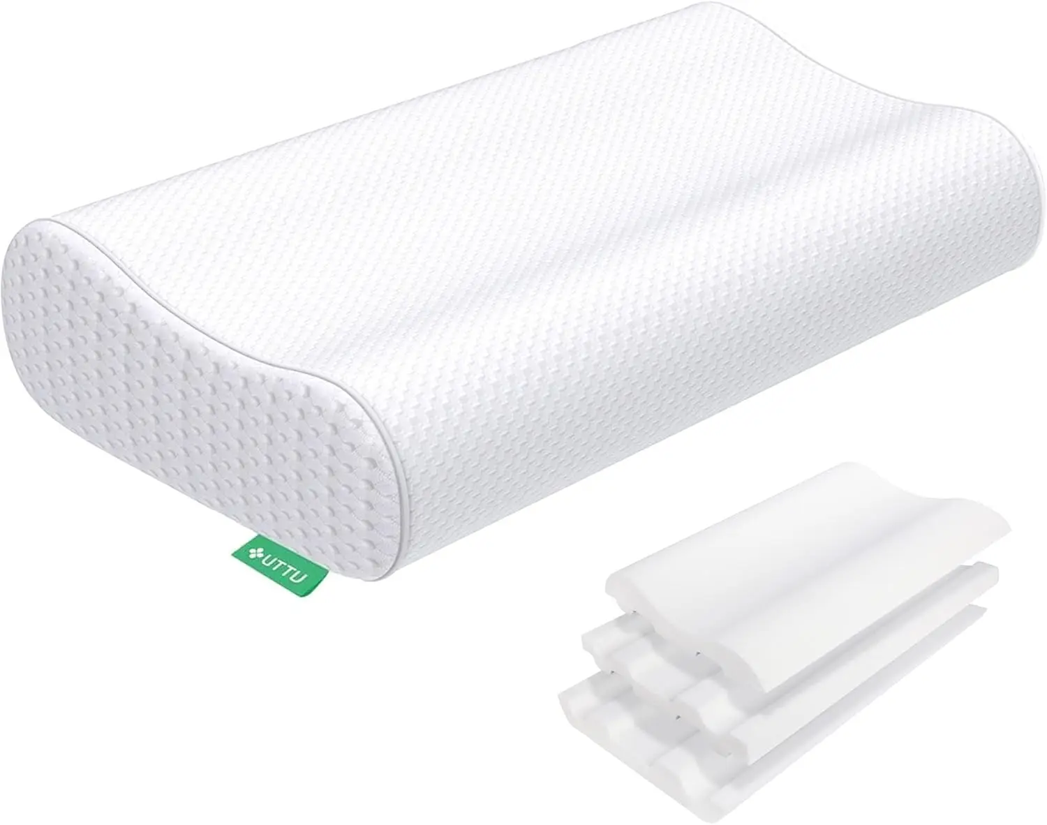 Cervical Pillow for Neck Pain Relief, Memory Foam Neck Pillow for Sleeping, Adjustable Orthopedic Sandwich Pillow, Contour Cooli