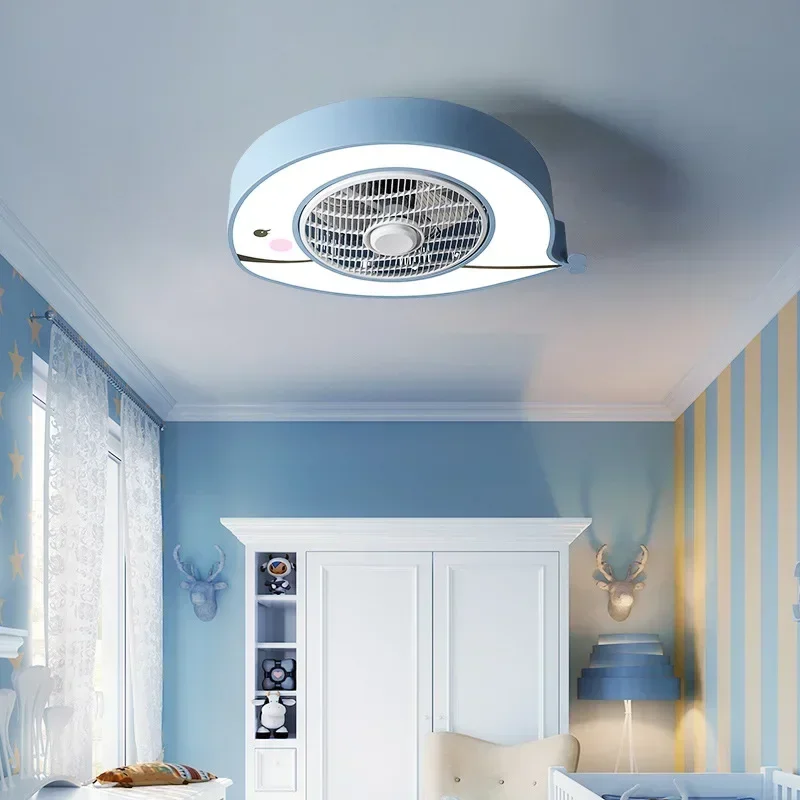 Iron modern minimalist bedroom led ceiling lamp fan integrated three-color dimming stepless dimming household