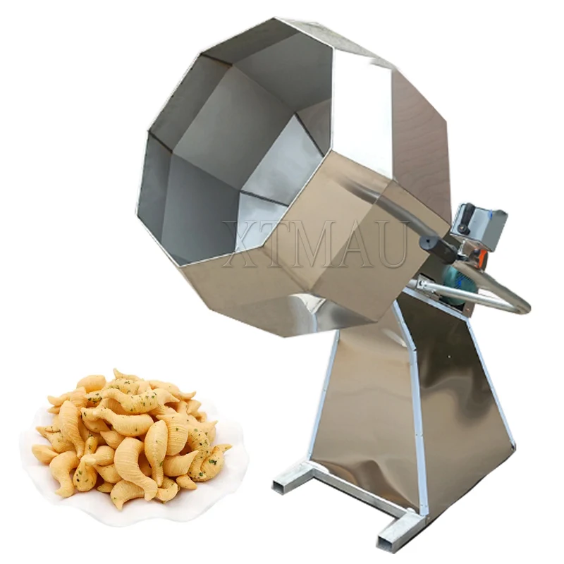 Potato Chips Seasoning Machine Coating Peanuts Spices Mixer Fried Food Flavoring Drum Seasoning Processing Machines