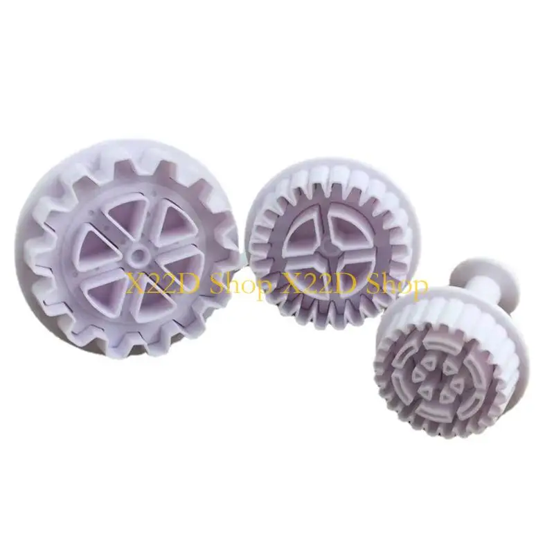 

X22D 3Pcs Gearwheel Plunger Cookie Cutter DIY Gearwheel Cake Fondant Mold Plastic Cake Decorating Tools Baking Accessories