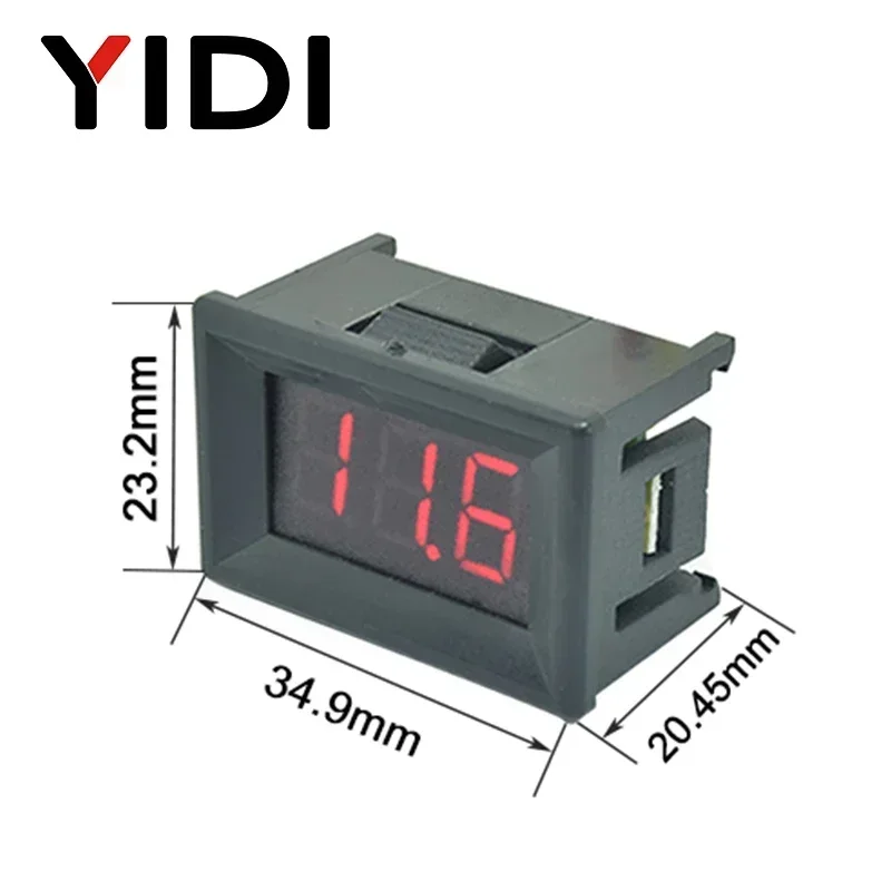 0.36\'\' DC 0-100V Mini LED Digital Voltmeter Red Green Blue LED Car Voltage Detector DC 2.3-30V Reading Calibrate Meter 2 3 Cable