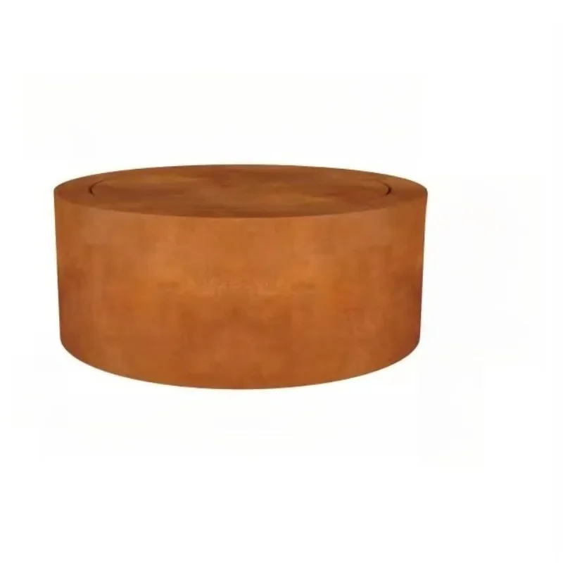 #EXW Stainless Steel Round Water Table Rust Finish Design With Recirculating Pump System For Outdoor Garden Patio Decor