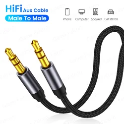 Kabel Aux 3,5 mm Jack do 3,5 mm z męskiego na męskie kabel Audio nylonowy tkany kabel Audio do telefonu komputerowy zestaw słuchawkowy głośnik samochodowe stereo