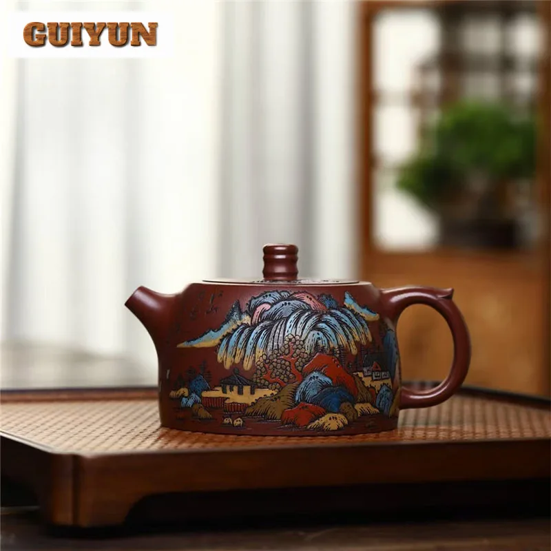 

220ml Exquisite Yixing Purple Clay Teapot Handmade Well Curb Pot Raw Ore Dragon's Blood Sand Mud Kettle With Filter Zisha Teaset