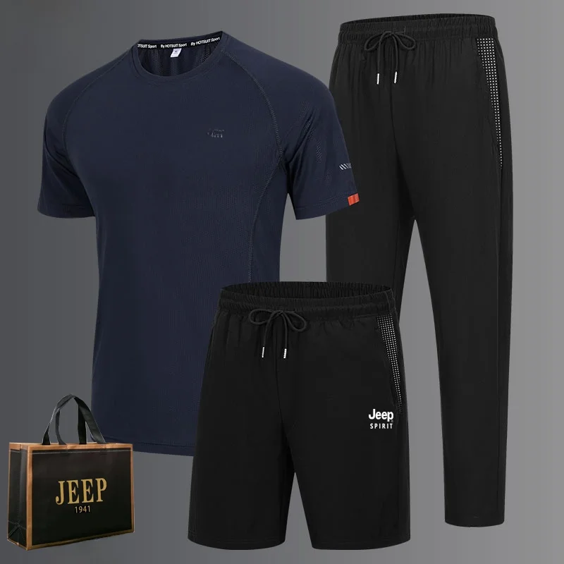 

Ice Silk Sports Suit Set Summer New Sle ort Sve Casual Running Fitn Breathable Large Size orts Tee Piece Set