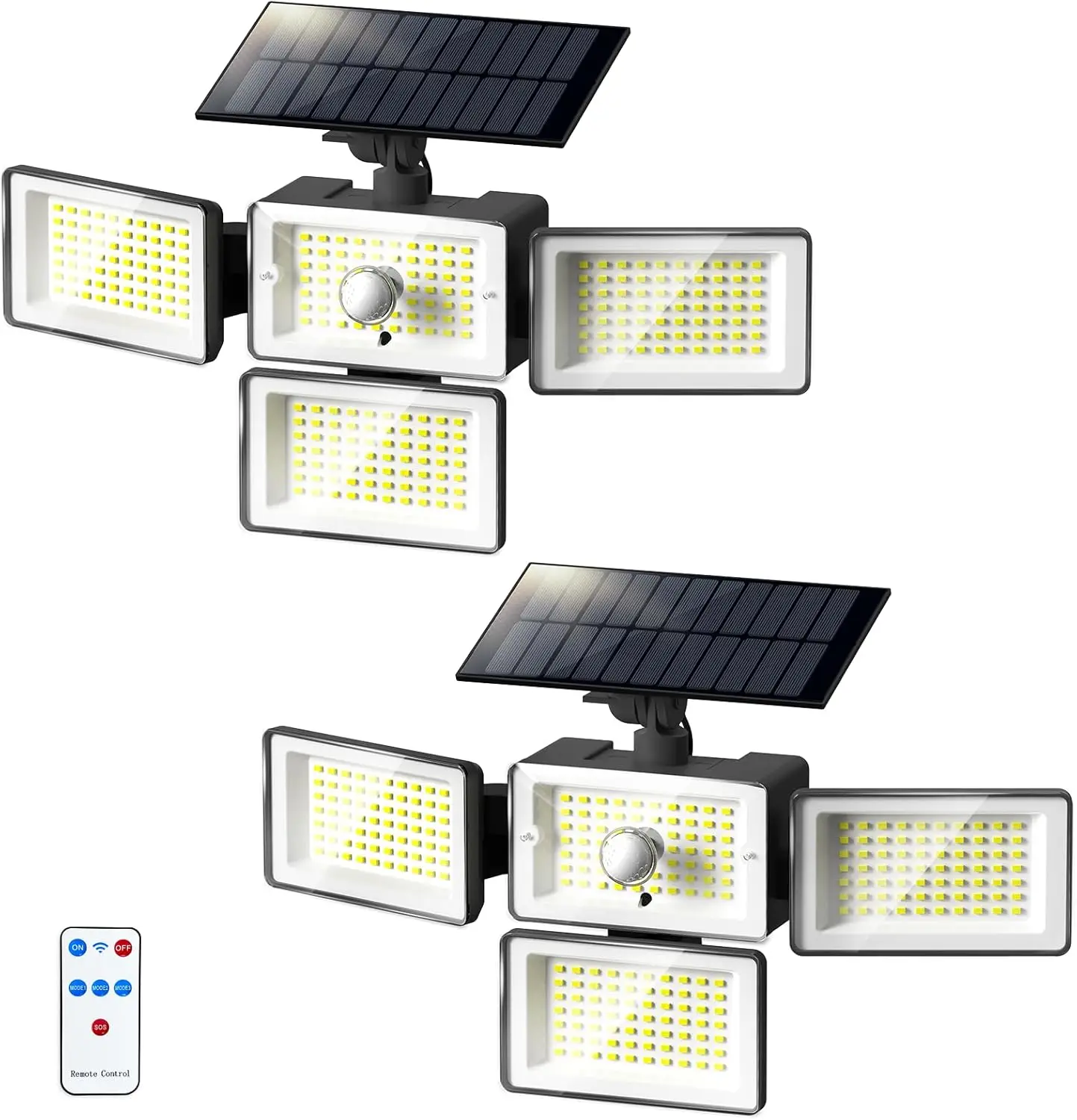

Комплект из 2 солнечных светильников для улицы, 4 головки, 274 светодиода, водонепроницаемость IP65, 4 режима освещения для садовой дорожки