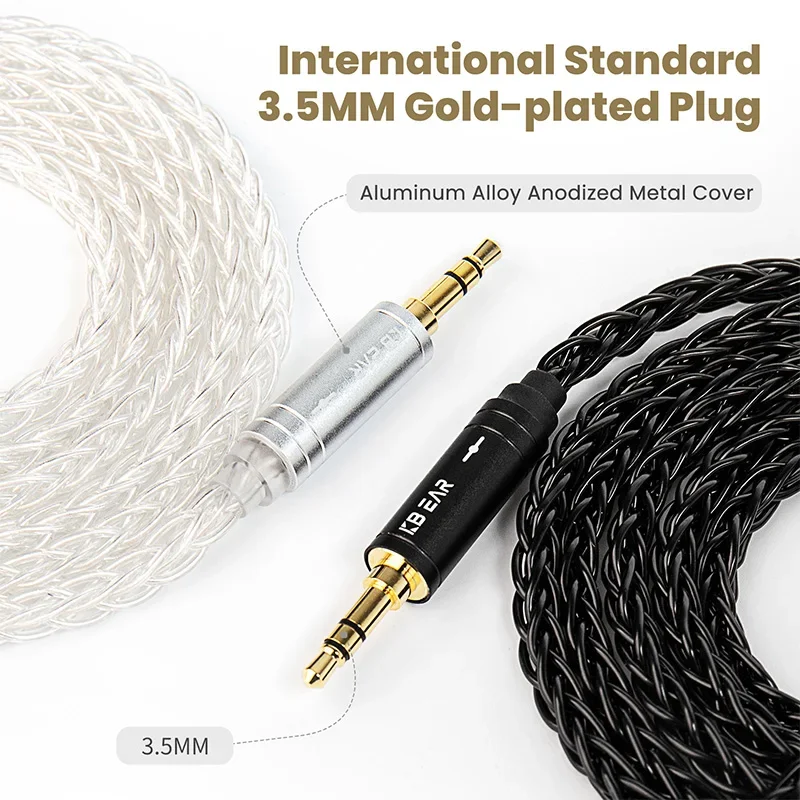 KBEAR 8 Core Silver-Plated HI-FI AUX08 Cable Speaker Cable 3.5mm Audio Cable For Phone Car Headphone Audio MP3 Speaker Computer