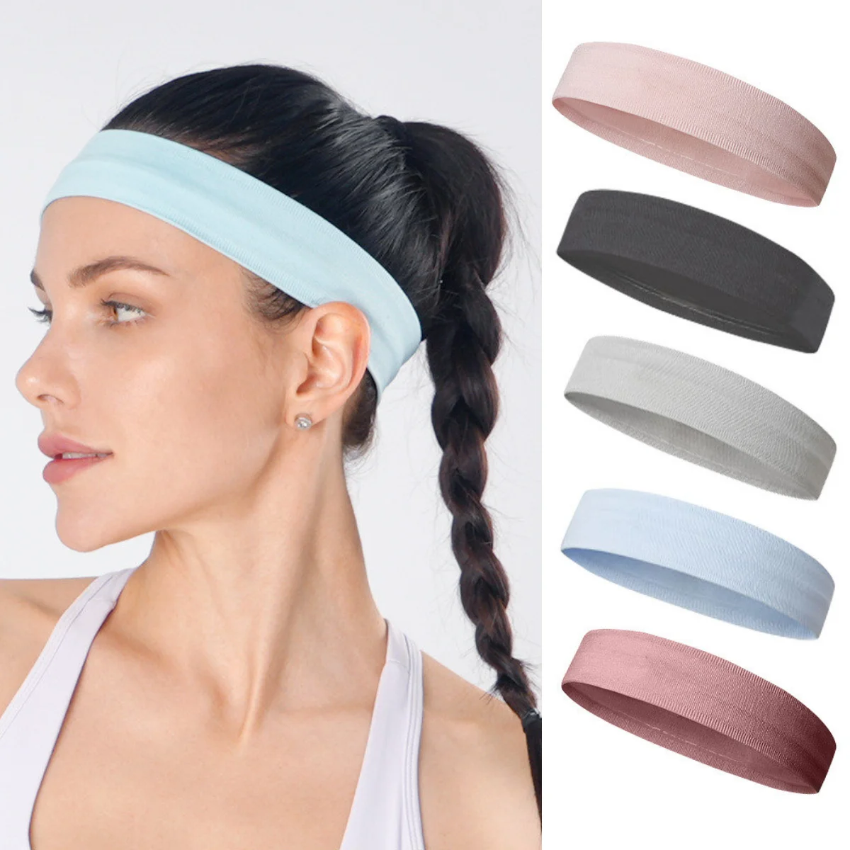 1pc Sports Headband Women Sweatband Silicone Anti-slip Fitness Gym Running Yoga Hair Bands High Elastic Outdoor Sports Headwrap