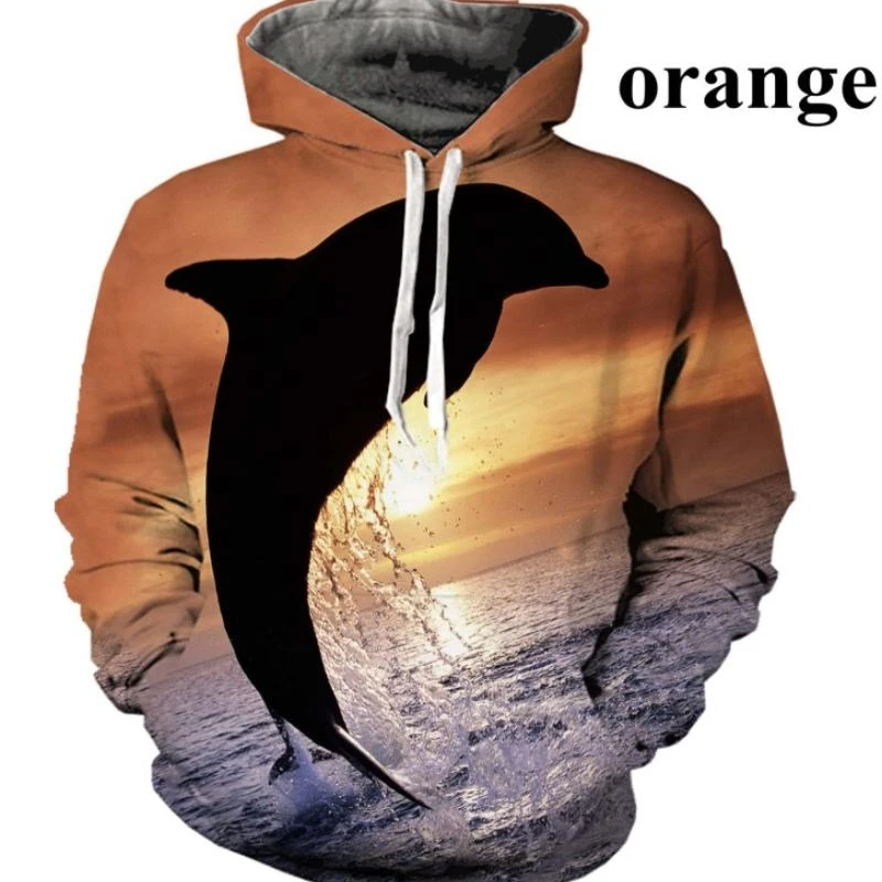 New Cute Dolphin 3D Animal Printed Hoodie Personality Men's/Women's Casual Long Sleeve Sweatshirt Autumn Men Fashion Hoodies