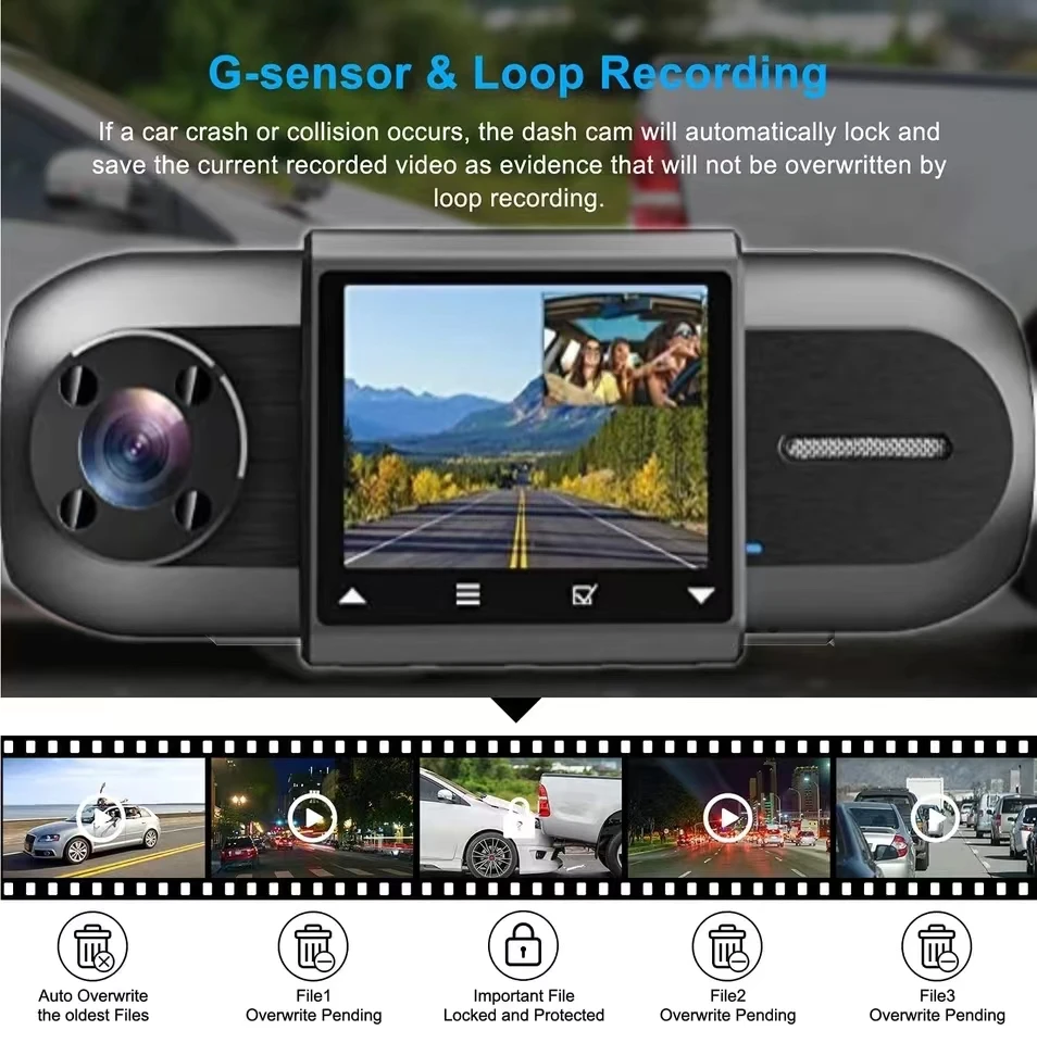 Ultra HD 4K+1080P Dashcam Car Camera Super Night Vision Dual Lens Front Inside Loop Recording Vehicle Accessories