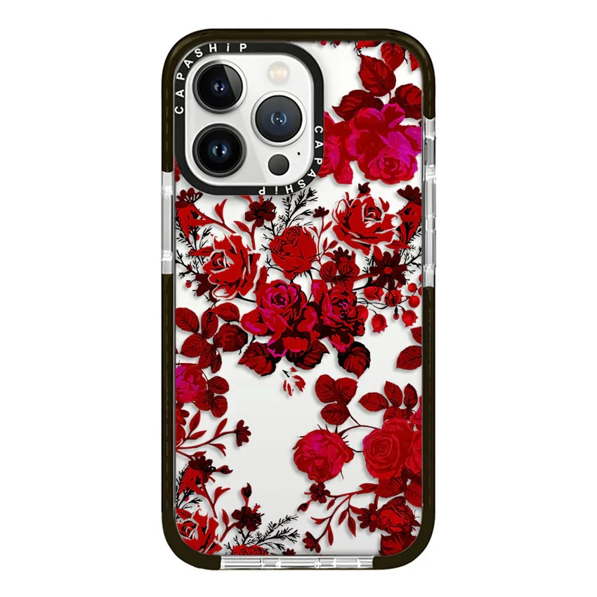 Red Heart Rose Flower Case For iPhone 15 14 13 12 11 Pro X XS XR Max 7 8 Plus SE 2020 2022 Clear Soft TPU Shockproof Back Cover