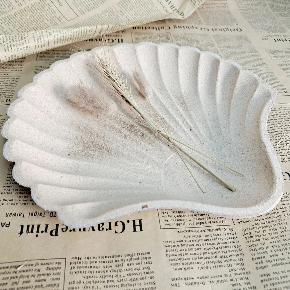 

2 Pcs Shell Fruit Plate Vanity Tray Jewelry Display Holder Shell-shaped Wood Necklace Storage