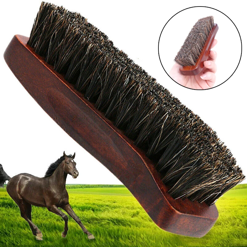 Natural wood Bristle Horse Hair Shoe Boot Brush Care Clean Shine Polish Brush