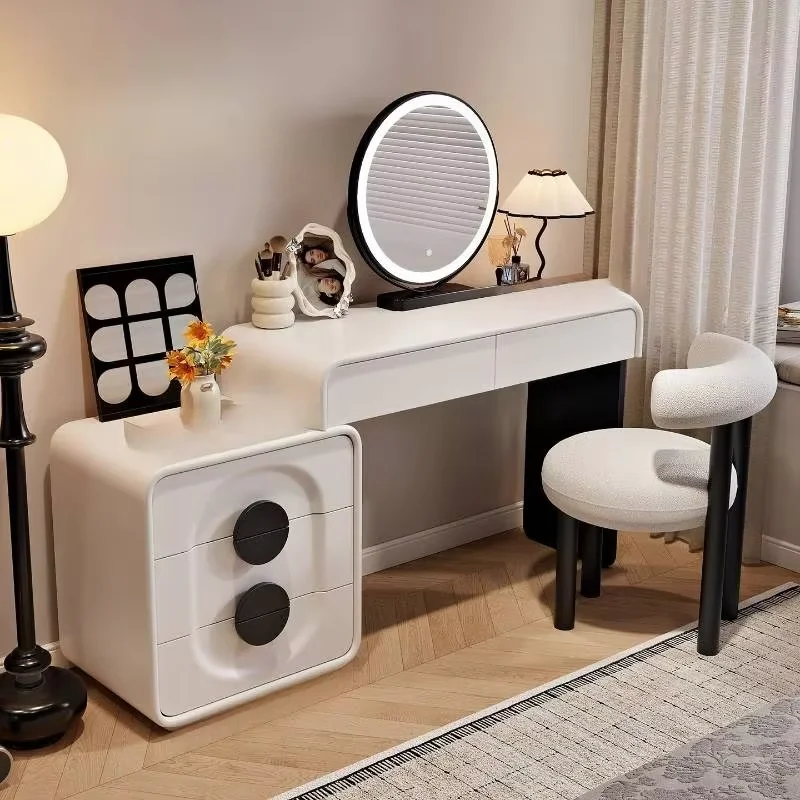 Lights Battery Vanity Table Makeup Minimalist White Drawers Vanity Table Nightstands Mirror Coiffeuse De Chambre Furniture