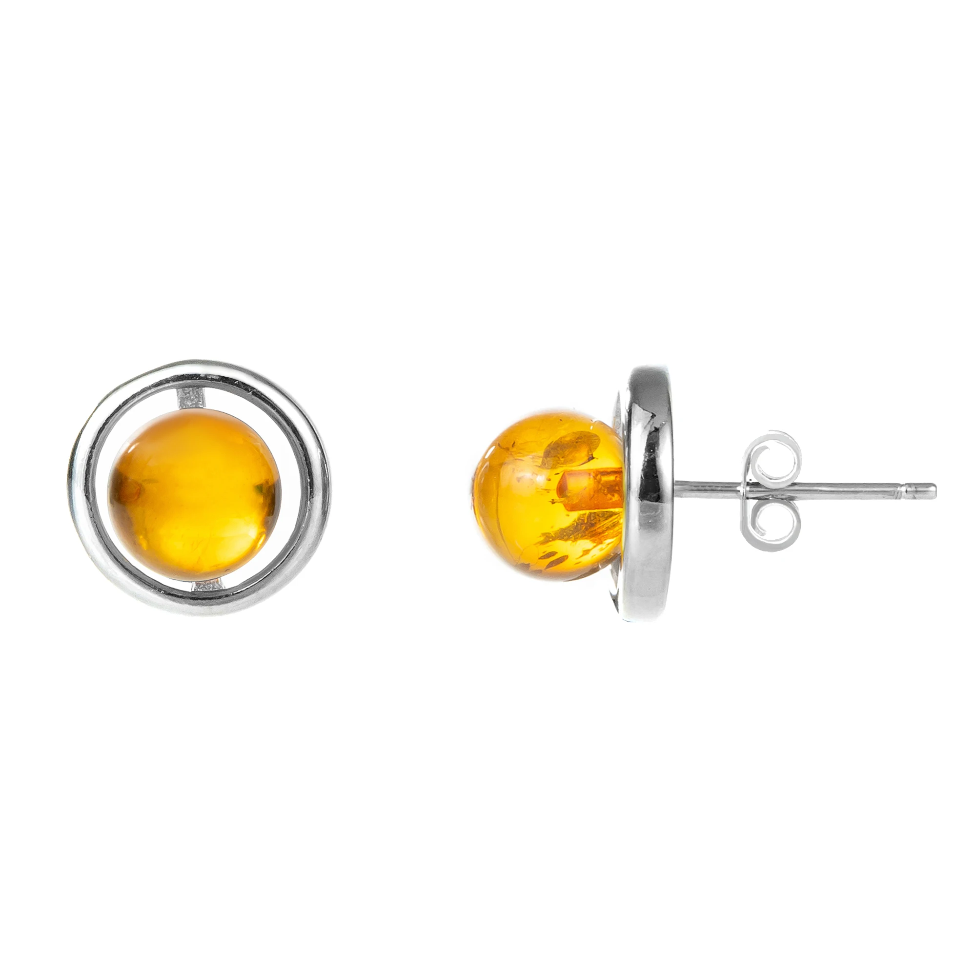 

Baltic Amber 925 Sterling Silver Small Stud Ball Earrings for Women - Fashion Natural Baltic Amber Stone Jewelry Wholesale