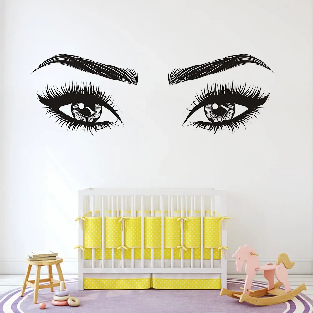 Girls Lash Brows Eyes Wall Stickers Fashion Living Room Decoration Decals for Furniture Sticker Decoration Eyebrows Store Decor