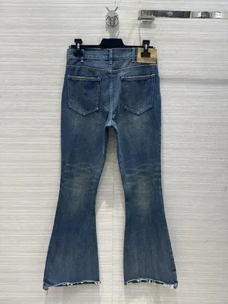 2024 Women's Clothing Versatile washed denim straight pants Spring Summer New 0504