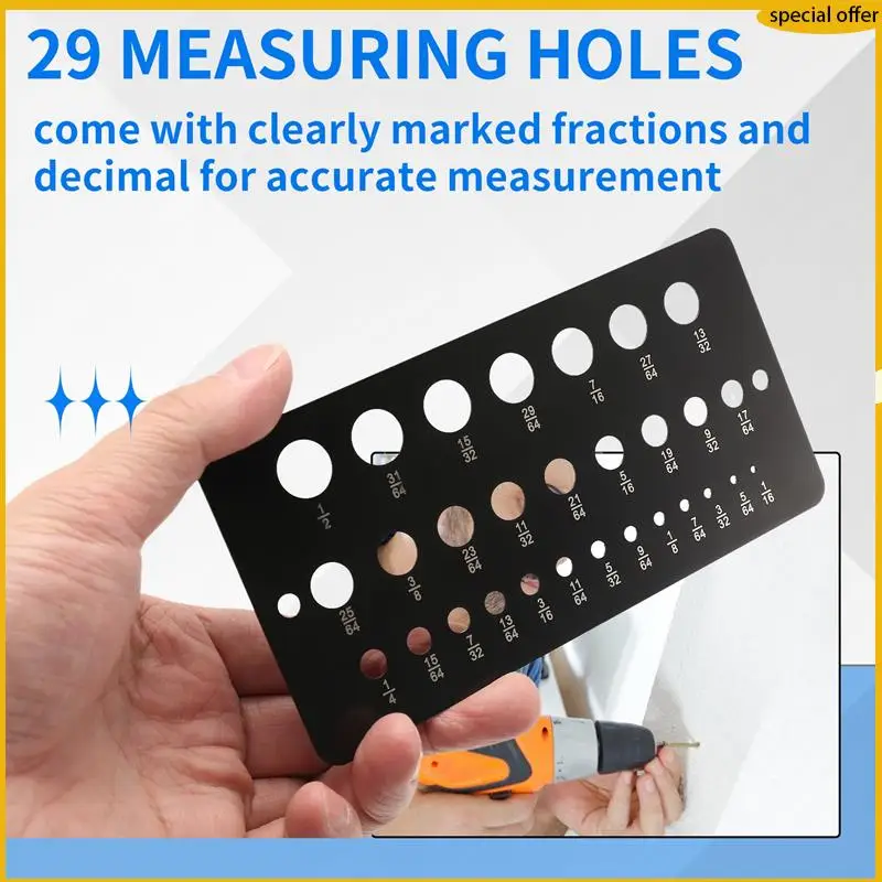 

A50I Drill Bit Gauge Fractional Drill Bit Size Gauge,29-Holes Metric Size Drill Bit Gauge For 1/16 Inch To 1/2 Inch Drill Bit
