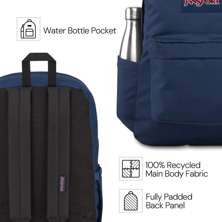 Mochila SuperBreak Plus com capa acolchoada para laptop de 15 polegadas e bolso para garrafa integrado Mochila espaçosa e durável para trabalho e