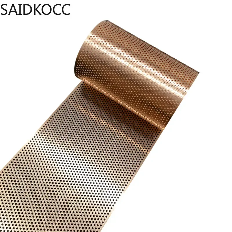 SAIDKOCC 1 Meter Woven Electrode Rhombic Copper Mesh Lozenge Round Hole for Research Laboratory Electromagnetic Shielding