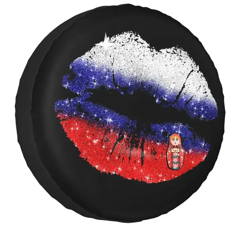 

Russia Flag Makeup Lipstick Kiss Spare Tire Cover For Toyota Land Cruiser Prado 4WD 4x4 Trailer Car Wheel 14" 15" 16" 17" Inch