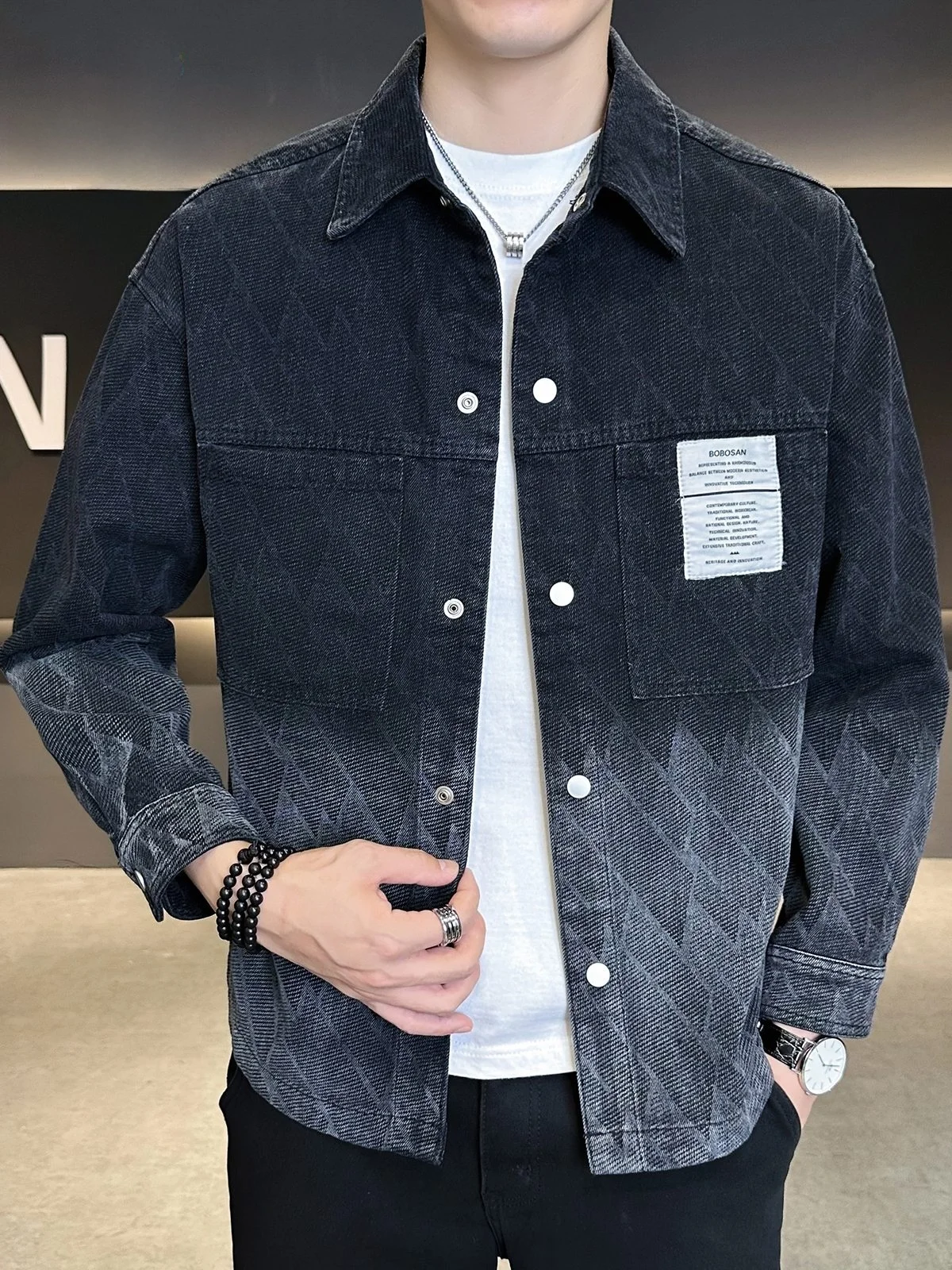 

Pierre Cardin Men's Denim Jaet Casual Collarl Coat American Sle Autumn Winter New Faion Loose Fit Cotton Polyester B...