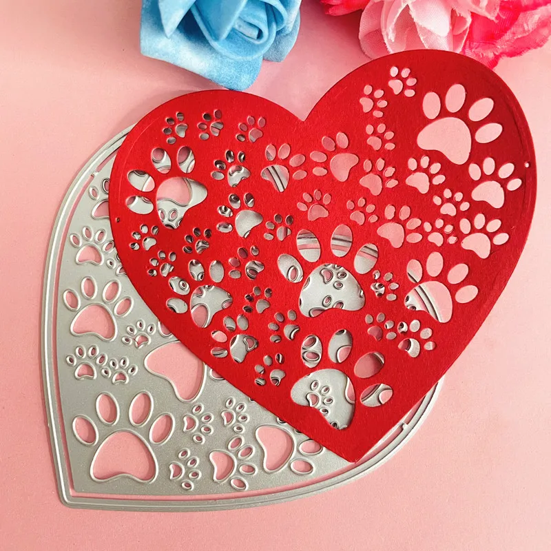 cute animal  paw heart shape footprint frame Metal Steel Cutting Die Stencil For DIY Scrapbooking Paper/photo Cards Embossing