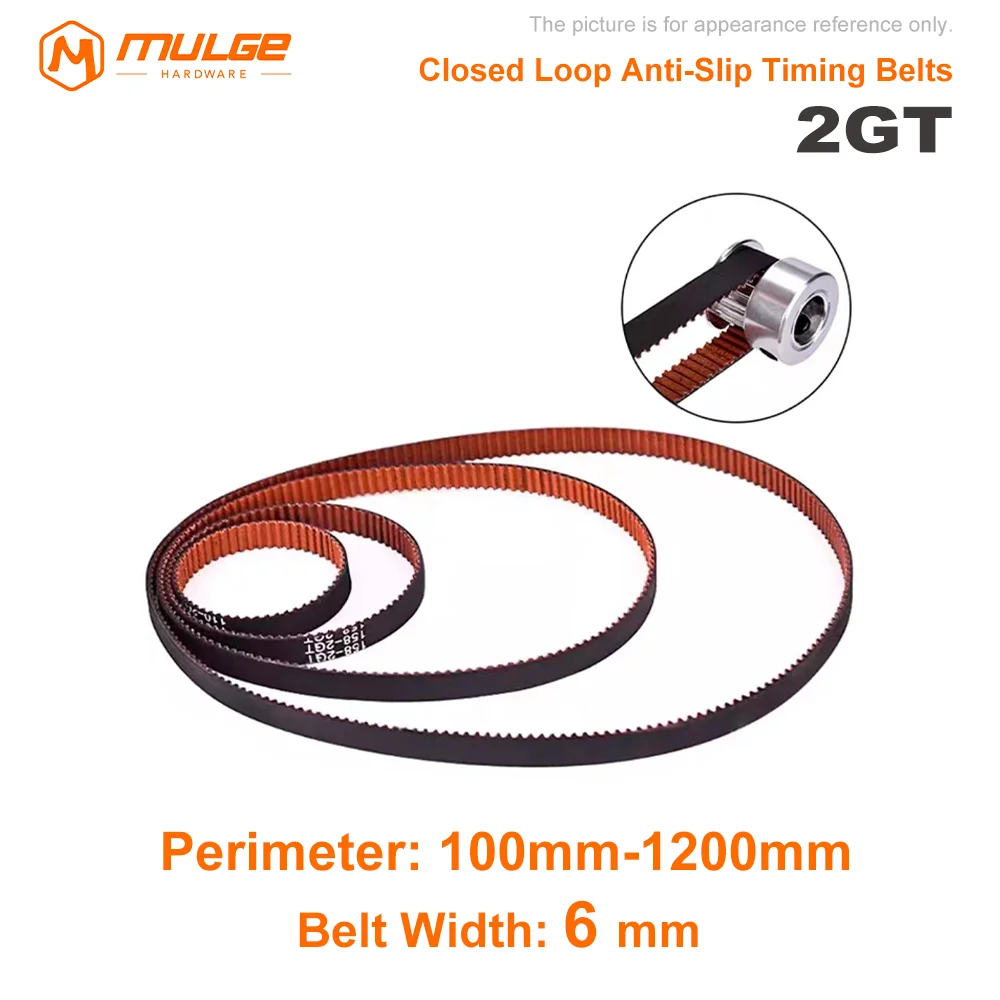 

GT2 Closed Loop Anti-Slip Timing Belts Width-6mm Perimeter-100/110/112/122/124-1200mm Synchronous Belts for 3D Printer Parts