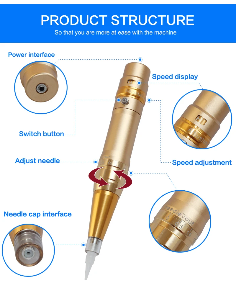 D16 Wireless Eyebrow Tattoo Machine With Battery Microblading Pen for Eyebrow Eyeliner Lip Permanent Makeup Beauty