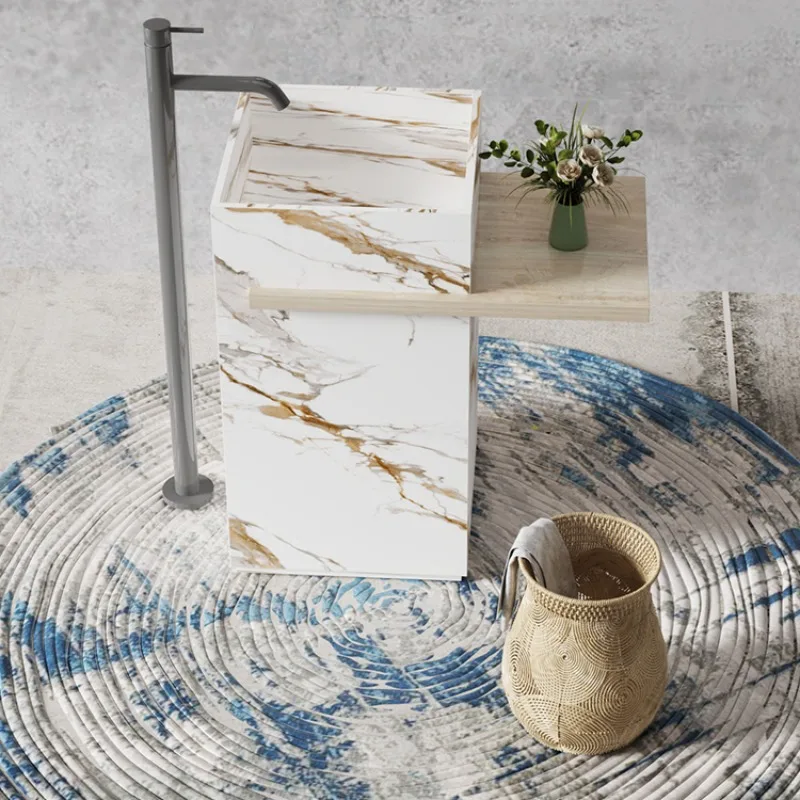 Rock slab small apartment floor-to-ceiling rock slab washing table hand washbasin column basin