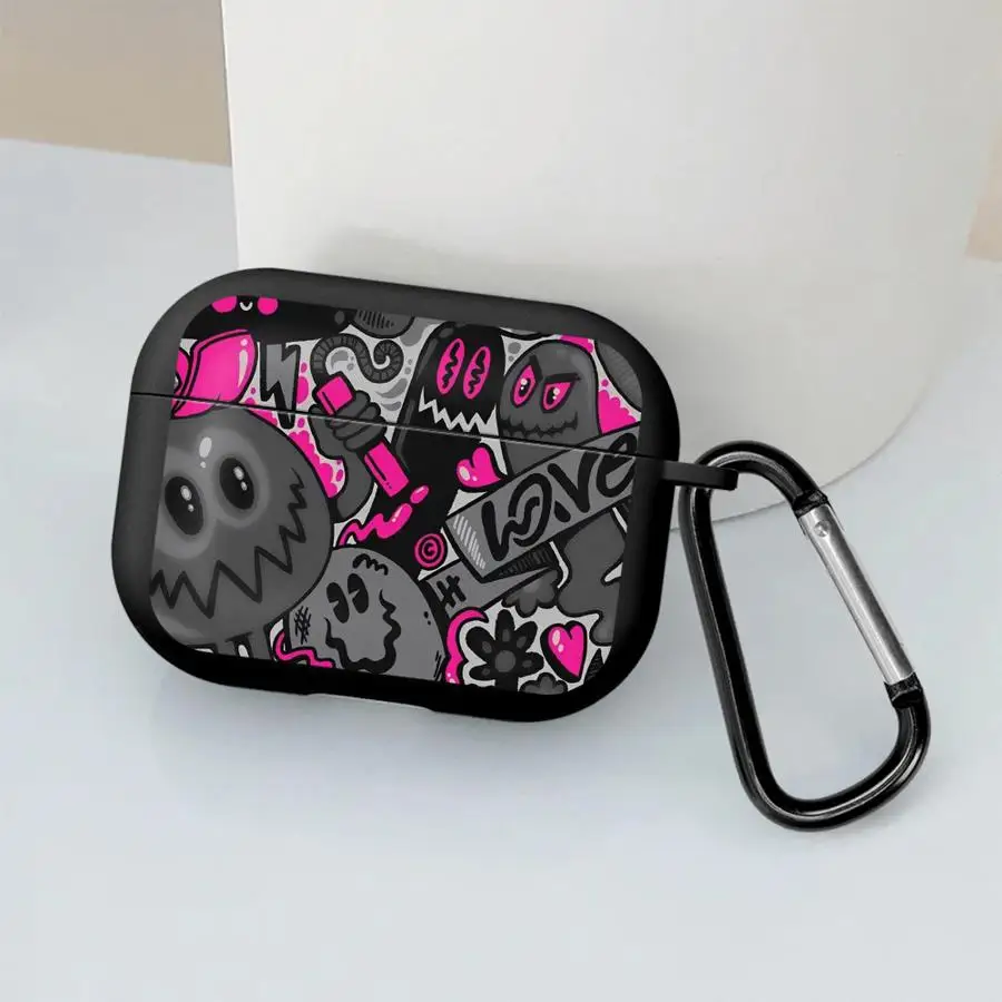 Earphone Cases Cover Case For Airpods Pro Pro2 1 2 3 Pro3 4 Cartoon Graffiti Monster view 4