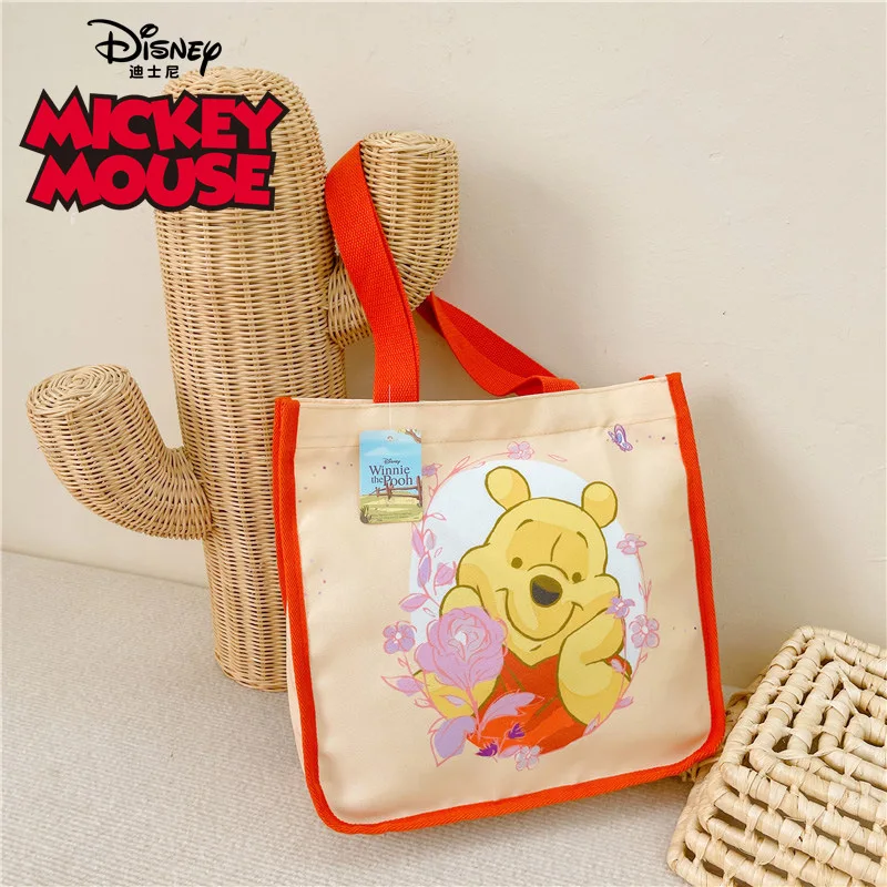 MINISO Disney Cute Cartoon Winnie The Pooh Children\'s Cotton Linen Bag 2023 New Sophia Painted Casual Shoulder Bag Light Handbag