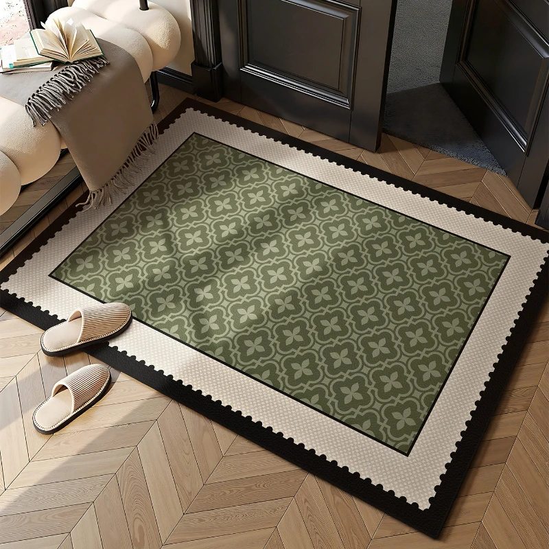 Entrance Doormat Stain-resistant Dirt-resistant Floor Mat Retro Green Geometric Pattern Rug Welcome Entryway Mats Home Decor 양탄자