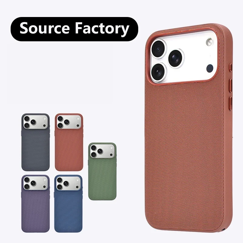 

Magnetic Shockproof Case for iPhone 17 Pro Max, Tech Fabric & Leather Cover, Compatible with MagSafe