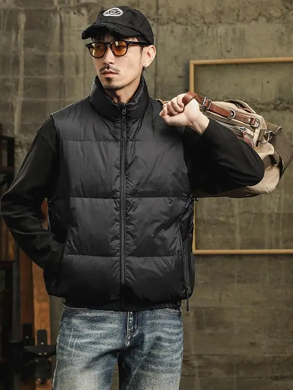 

Trendy Duck down Jacket Vest Men's Winter Stand Collar Sleeveless Coat Large Size Shoulder Pad Warm Vest Jacket