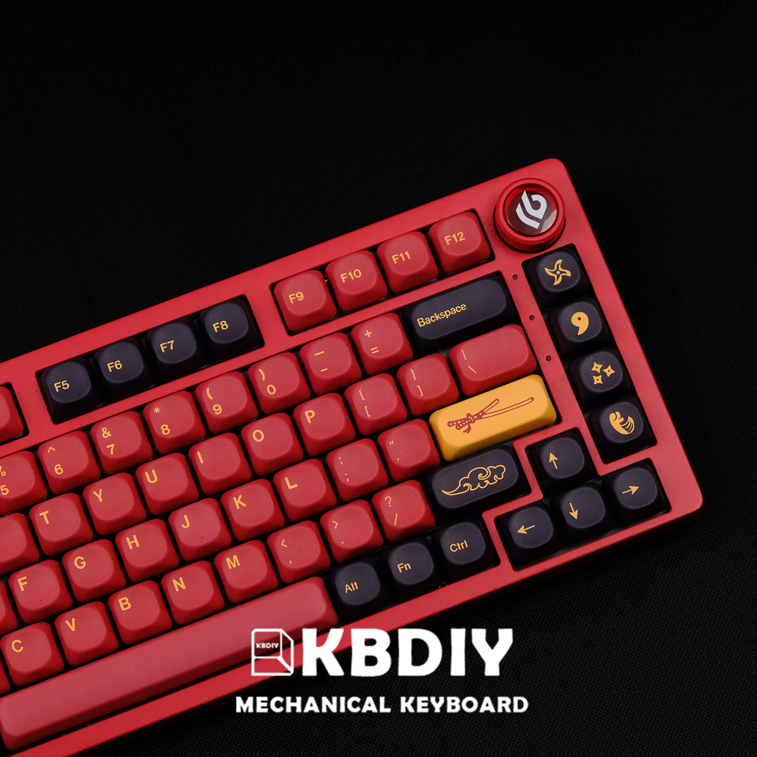 KBDiy KOA Profile GMK Red Samurai Keycaps PBT for Mechanical Keyboard Keycap Custom 130 Keys/Set DIY for MX Switches 61/64/87/98