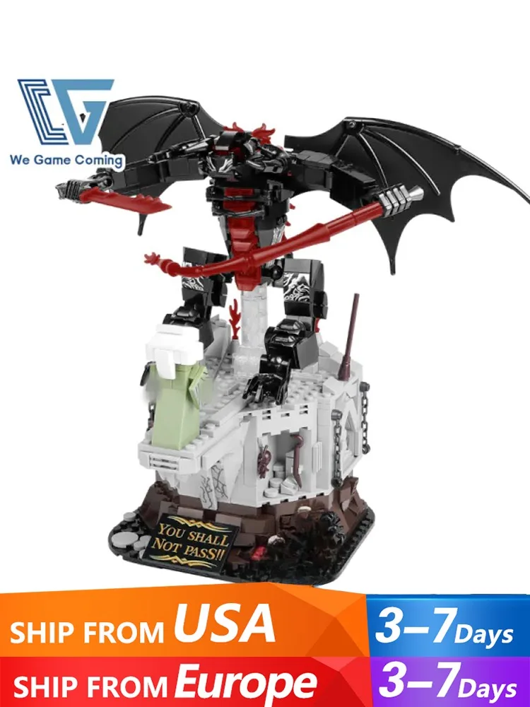 988-teiliges Bausteinset „Der König der Magischen Ringe“ – Dämonen-Baukasten „Dunkler Lord Monster vs. Gandalf“ Modellspielzeug-Geschenk für Erwachsene und Kinder