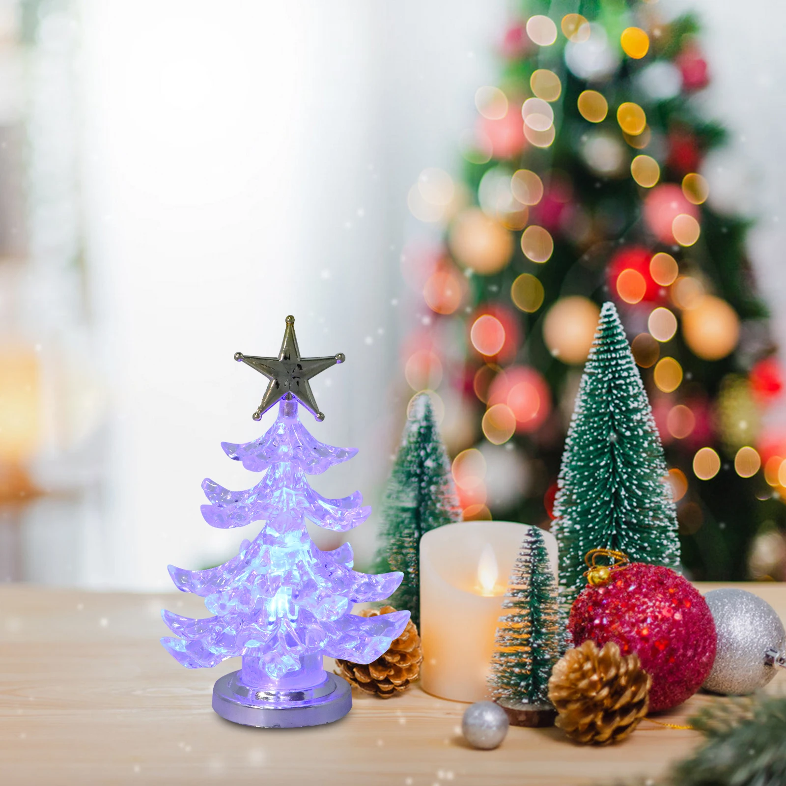 Luce Notturna Natale Luce Notturna Albero Di Natale Vintage - Lampada Decorativa A Spina Per Festività Luce Natale Scrivania - 8