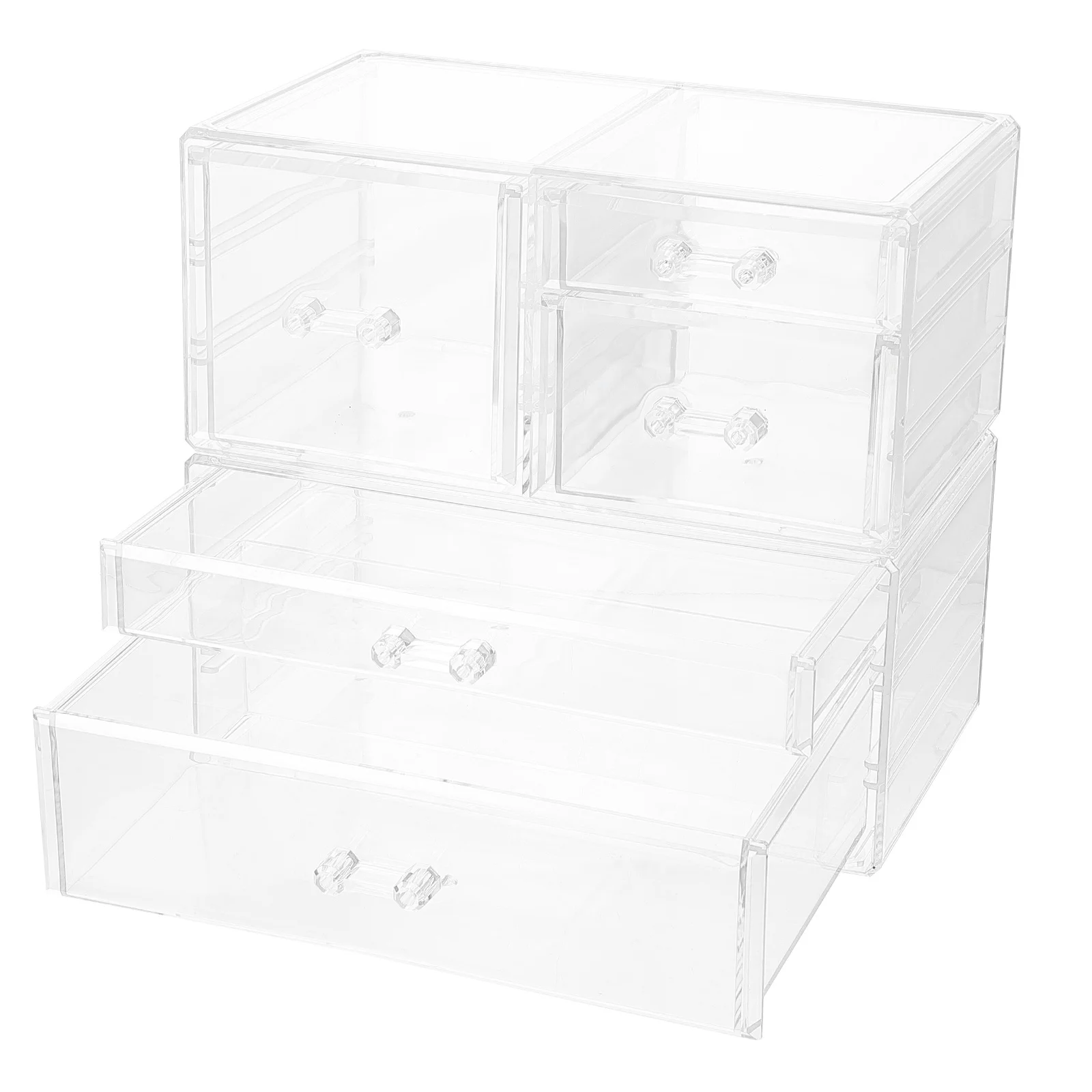 다층 데스크탑 메이크업 수납함 서랍형 주얼리 화장품 정리함 투명 가정용 컨테이너 케이스